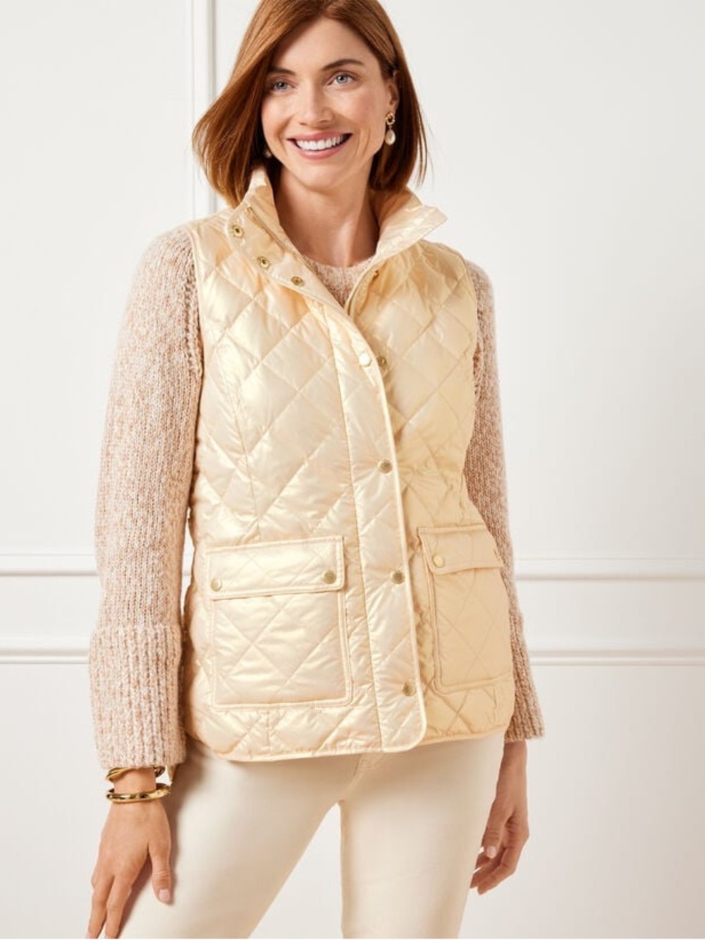 TALBOTS QUILTED DOWN PUFFER VEST - PEARLIZED